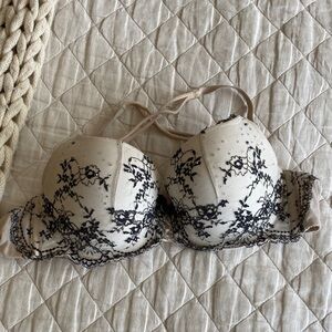 Victoria's Secret Cream and Black Lace Bra
